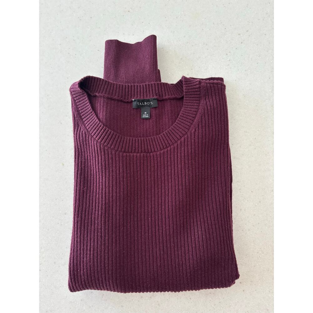 Talbots Ribbed Sweater
Burgundy Crew Neck Cotton Modal Long Sleeve Knit Top - Picture 13 of 14
